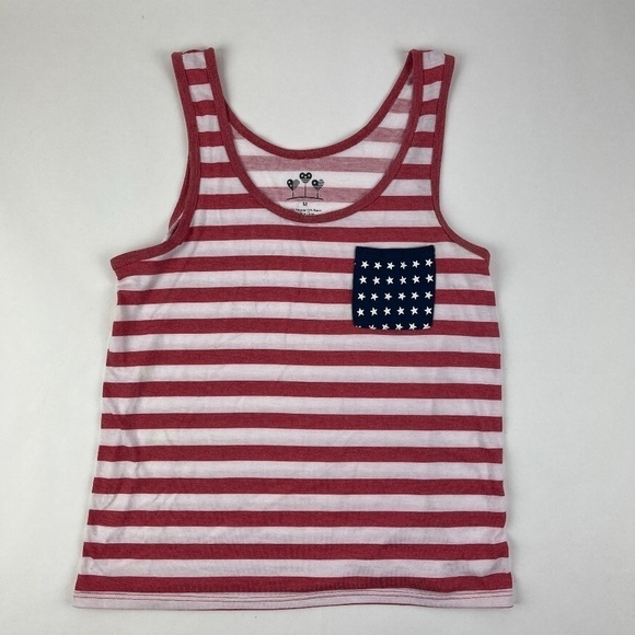 Daniel Gonzales Womens Tank Top Red Striped Medium - Picture 2 of 6